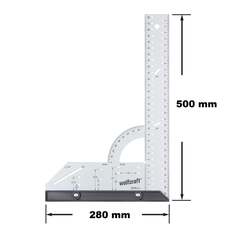 Wolfcraft Uholník univerzálny dierovaný 280 x 500mm, wolfcraft 5206000 10