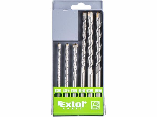 EXTOL CRAFT Vrtáky do betónu s valcovou stopkou, 6-dielna sada, pr.5-12mm 25048