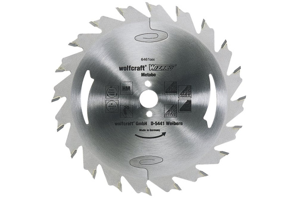 Kotúč pílový HM pre pozdĺžne rezy vyhadzovací zub, Z20 ø 130 x 16 x 2,4mm, wolfcraft 6456000