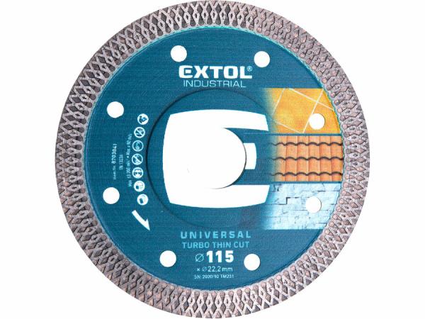 EXTOL INDUSTRIAL Kotúč rezný diamantový Turbo Thin Cut, 115mm, suché/mokré rezanie 8703041
