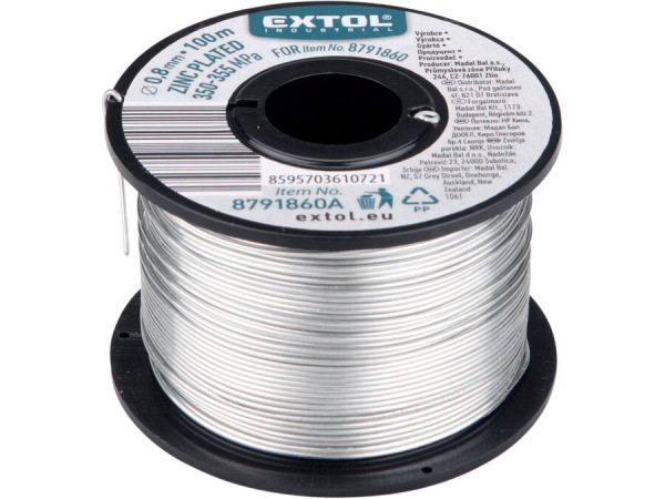 EXTOL INDUSTRIAL Drôt viazací pozinkovaný, 0,8mm, 100m, pre 8791860-61 8791860A