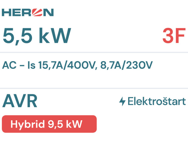HERON Elektrocentrála benzín/LPG/NG 5,5kW/400V elektroštart 8896319 6
