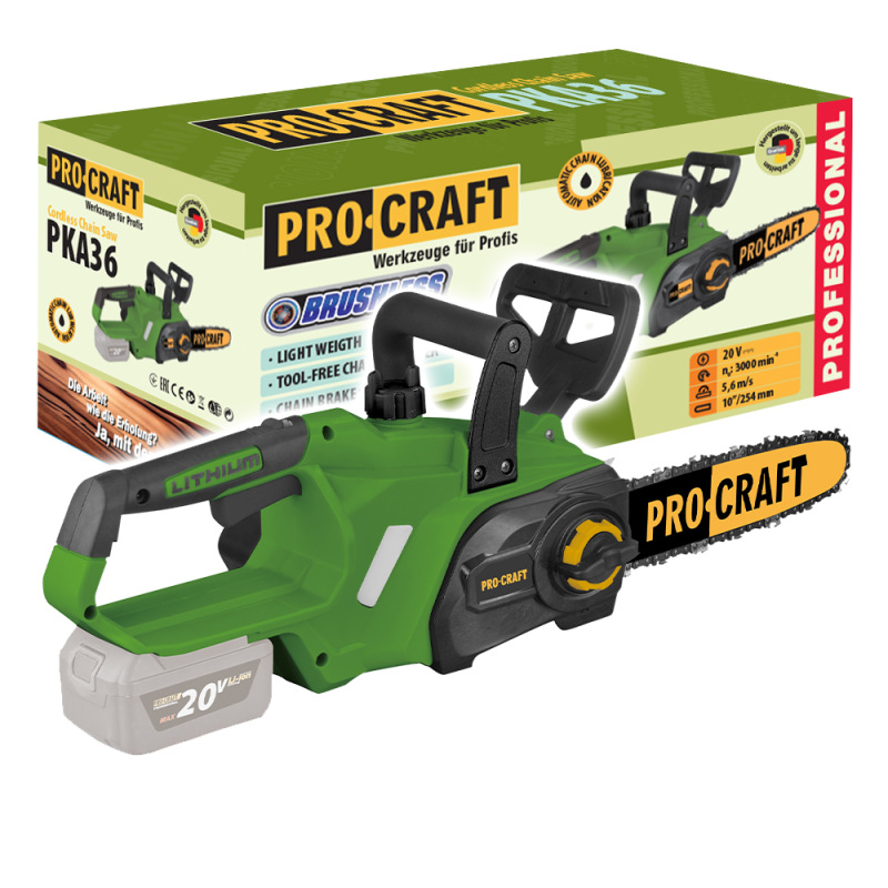 PROCRAFT Akumulátorová ručná píla 20V 250mm (bez akumulátora a nabíjačky) PKA36