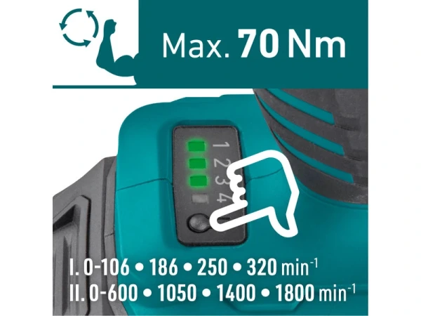 EXTOL INDUSTRIAL 8791806 Vŕtačka s príklepom aku Share20V, 1x 2Ah, 70Nm, bezuhlíkový motor 3