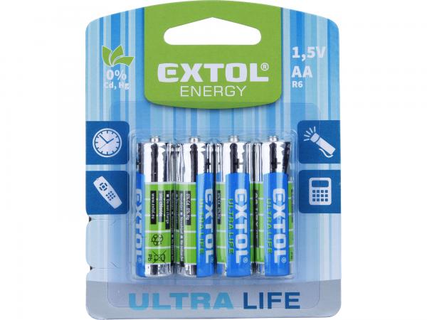 EXTOL Batéria zink-chloridová 4ks, 1,5V, typ AA 42001