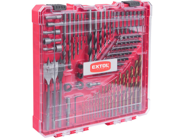 EXTOL PREMIUM 8819653 Sada vrtákov a bitov, 100ks, vrtáky do dreva, kovu, muriva,kufrík 2