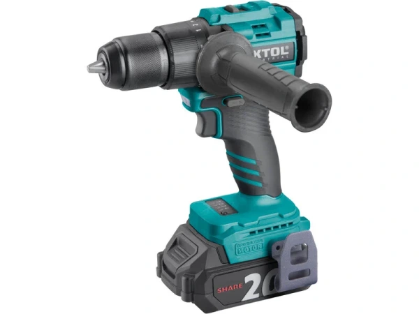 EXTOL INDUSTRIAL 8791806 Vŕtačka s príklepom aku Share20V, 1x 2Ah, 70Nm, bezuhlíkový motor