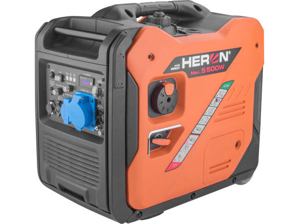 HERON Elektrocentrála digital invertor benzín 5,5kW/230V elektroštart 8896227 7