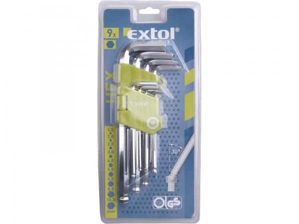 EXTOL Kľúče imbusové s guľôčkou 9-dielna sada 66001