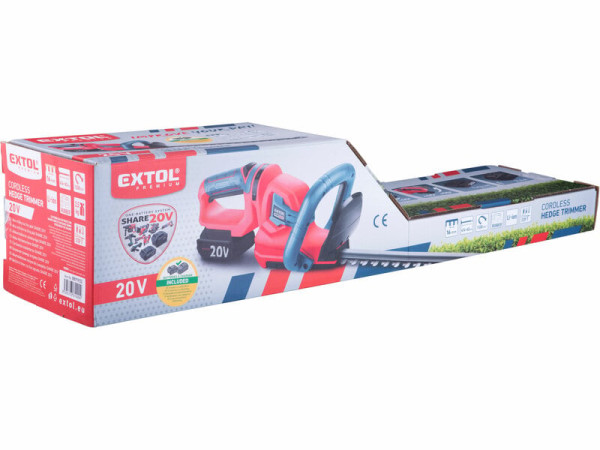 EXTOL PREMIUM 8891932 Nožnice na živý plot Share20V, lišta 460mm,1x 2Ah Li-ion + nabíjačka 6