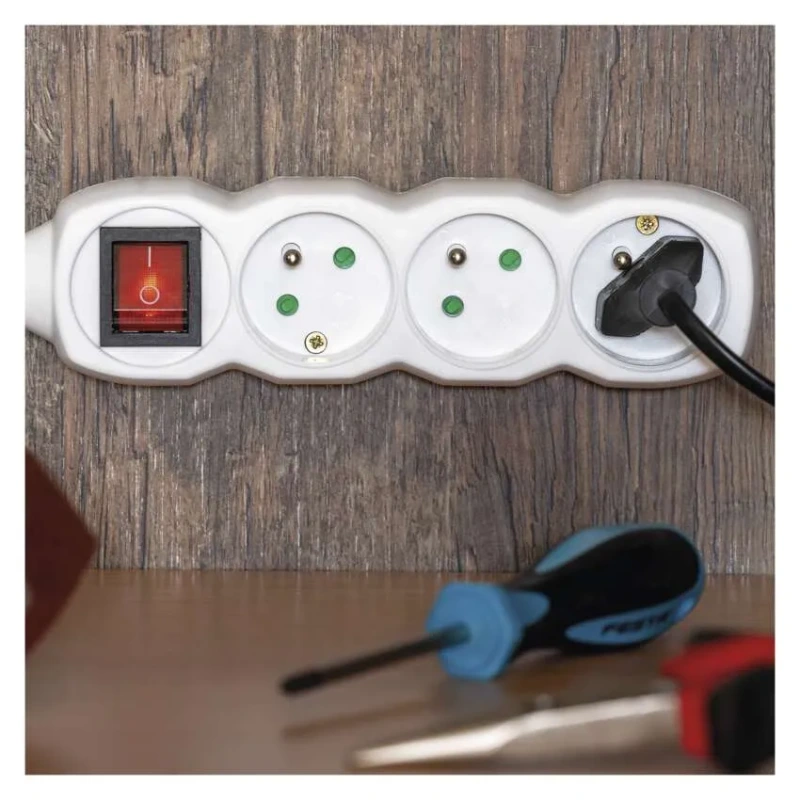 EMOS P1312 Predlžovací kábel 2 m, 3 zásuvky s vypínačom, biely, PVC, 1 mm2 2