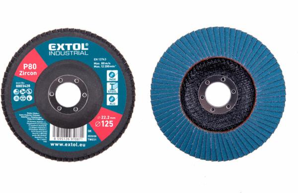 EXTOL INDUSTRIAL Kotúč lamelový šikmý, zirkón, Ø125x22,2mm, P80 8803424