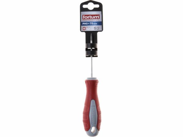 FORTUM 4740201 Skrutkovač plochý, PH0 x 75mm, S2 1