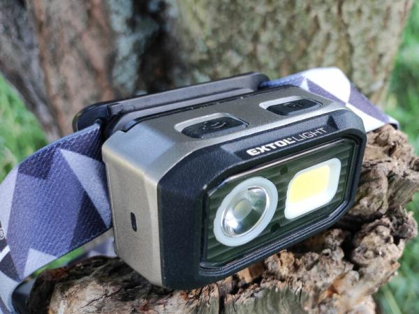 EXTOL LIGHT 43185 Čelovka pohybový senzor 500lm 3,7V/1Ah Lion alebo 3xAAA 8