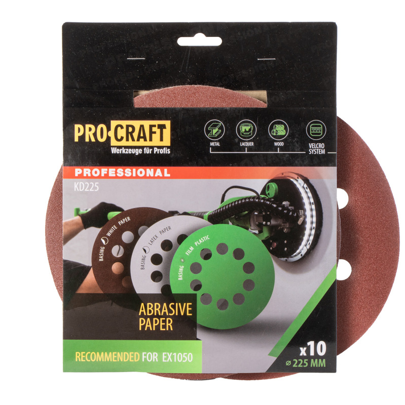 KD225 Brúsny papier (10 ks v balení) - pre brúsky na steny a stropy, 225 mm KD225.150