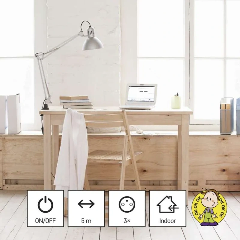 EMOS P1315 Predlžovací kábel 5 m, 3 zásuvky s vypínačom, biely, PVC, 1 mm2 3