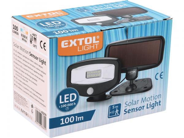 EXTOL Svetlo LED nástenné so solár. pane. a pohy.senzorom, 100lm, 3.7V/0,5Ah Li-ion 43270