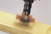 Wolfcraft Kartáč vejárový, nylónový, červený, so šesťhrannou stopkou ø 100mm, wolfcraft 1512000 1