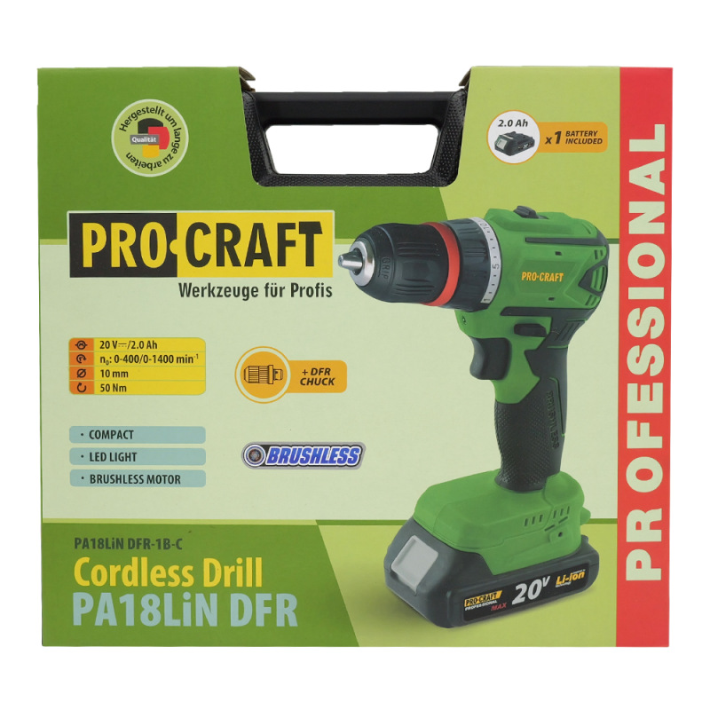 PROCRAFT Akumulátorový skrutkovač PA18LiN DFR 1