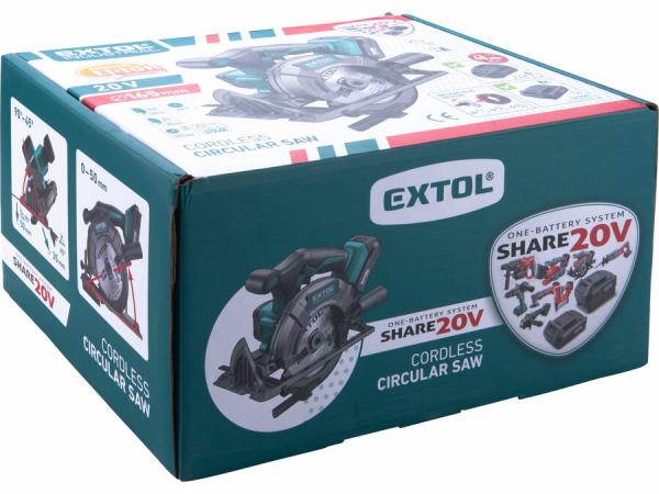 EXTOL INDUSTRIAL Akumulátorová píla okružná 165mm 1x SHARE 20V/2Ah Li-ion 8791822