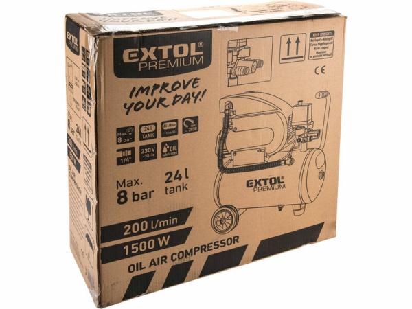 EXTOL PREMIUM 8895310 Kompresor olejový, príkon 1,5kW, nádoba 24l, max. 8bar 10
