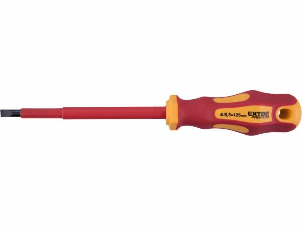 EXTOL PREMIUM 53075 Skrutkovač plochý 5,5 x 125mm, elektrikársky 1000V, VDE, CrV