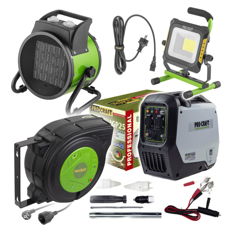 PROCRAFT Sada elektrocentrála, kúrenie a osvetlenie 2,0kW SIGP25SET