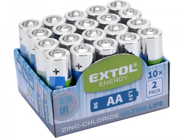 EXTOL Batéria zink-chloridová 20ks, 1,5V, typ AA 42003