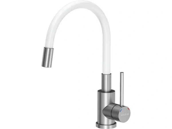 MUSA Batéria stojanková antikorová flexibilné rameno 500mm, biela / matný chróm 831011