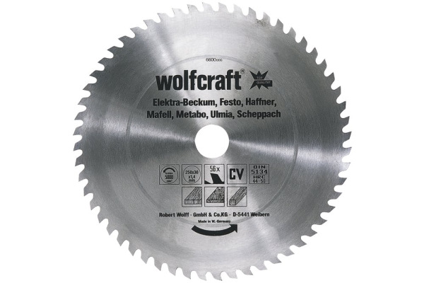 Kotúč pílový CV pre rýchle rezy rozvedený zub, Z56 ø 315 x 30 x 1,8mm, wolfcraft 6604000
