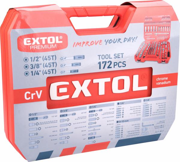 EXTOL PREMIUM Sada nástrčných kľúčov, 171-dielna, 1/4"+3/8"+1/2", CrV, plastový kufor 8818346 2