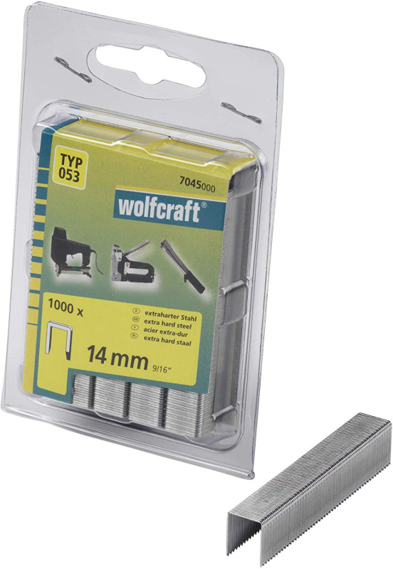 Sponky do sponkovačky široké D-hrot výška 14mm, šírka 11,2mm Typ 053 (1000ks) wolfcraft 7045000