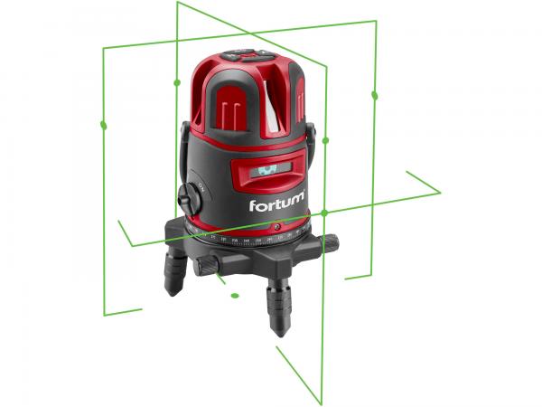 FORTUM Vodováha laserová samonivelačná, 3D, zelený laser, max. 30m / +-0,2mm/m 4780212