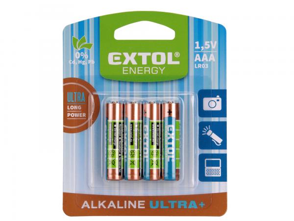 EXTOL Batéria alkalická 4ks, 1,5V, typ AAA 42010