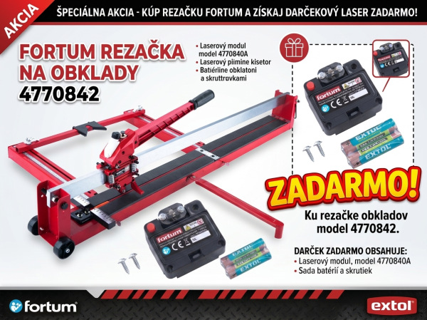 FORTUM Rezačka na dlažbu 1200mm kompaktná 25 ložisková 4770842