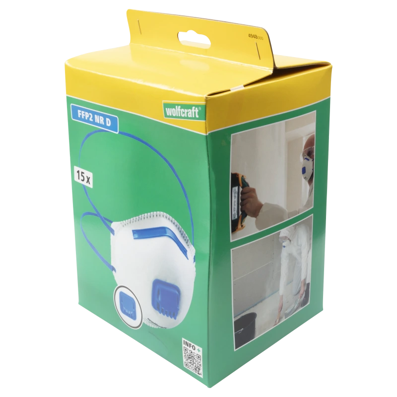 Respirátor FFP2 v tvare pohára s ventilom (15ks) wolfcraft 4948000