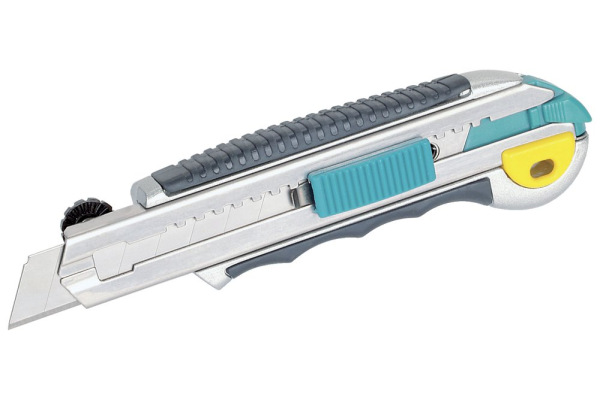 Nôž odlamovací Profi pogumovaný 18mm so zasobníkom na 8ks čepelí a aretáciou, wolfcraft 4136000