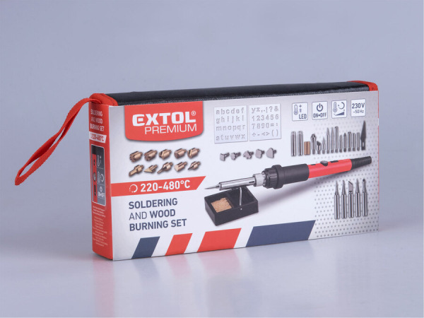 EXTOL PREMIUM Spájkovačka hrotová, 60W, 220-480°C, hroty na spákovanie- vypaľovan8894512 11