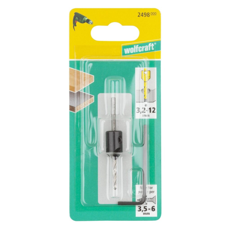 Wolfcraft Predvrták a záhlbník ø 3,2 mm pre zápustné skrutky ø 3,5 - 6mm, wolfcraft 2498000