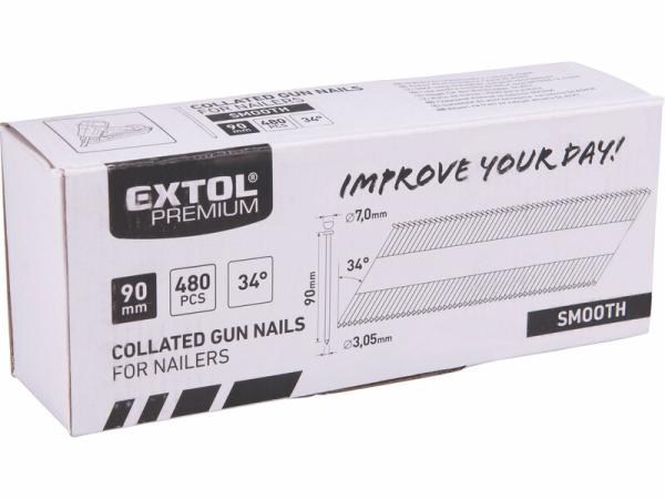EXTOL PREMIUM Klince do klincovačky pr. 3,05mm, dĺžka 90mm, hlavička 7mm, 480ks 8862608 1