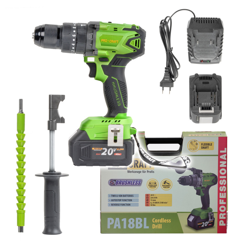 PROCRAFT Akumulátorový vŕtací skrutkovač 20V PA18BL