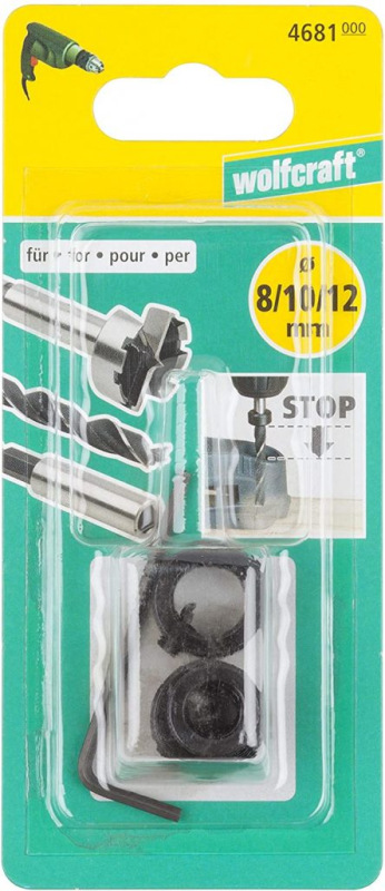 Wolfcraft Sada dorazov hĺbkových pre vrtáky ø 8,10,12mm wolfcraft 4681000 3
