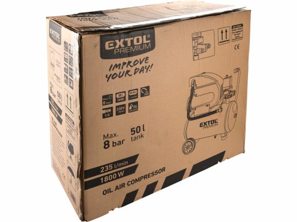 EXTOL PREMIUM 8895315 Kompresor olejový, príkon 1,8kW, nádoba 50l, max. 8bar 9