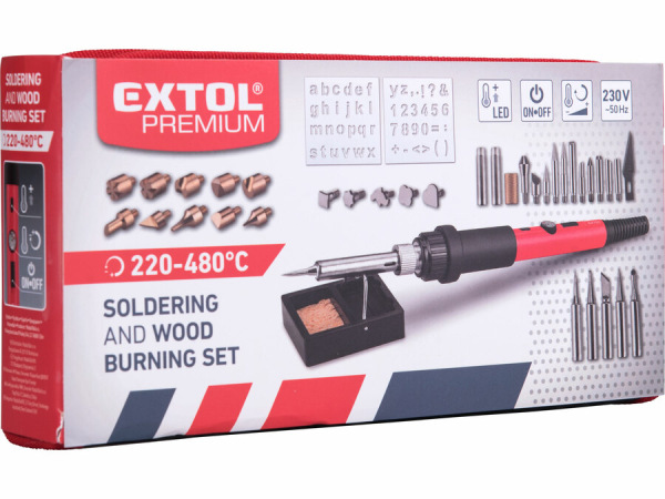 EXTOL PREMIUM Spájkovačka hrotová, 60W, 220-480°C, hroty na spákovanie- vypaľovan8894512 12