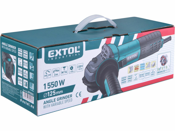 EXTOL INDUSTRIAL Brúska uhlová 125mm, 1550W, regulácia otáčok, bezuhlíkový motor 8792010 6