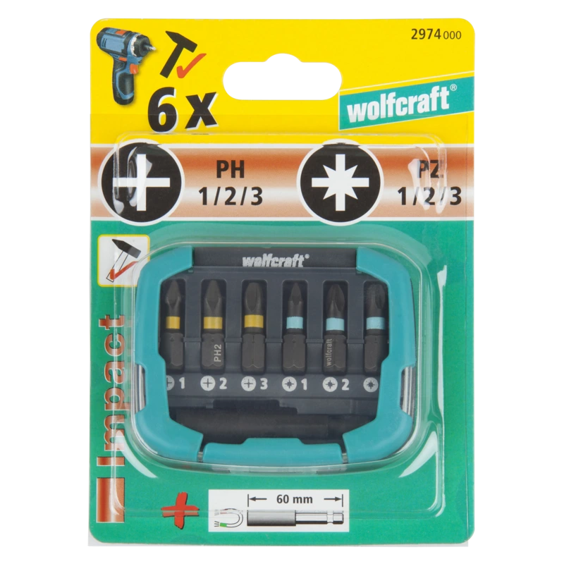 Sada bitov Impact PH + PZ (7-dielna) wolfcraft 2974000