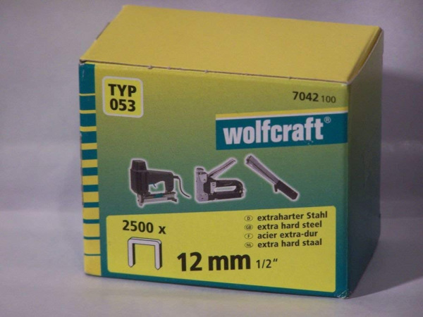 Sponky do sponkovačky široké výška 12mm, šírka 11,2mm Typ 053 (2500ks) wolfcraft 7042100