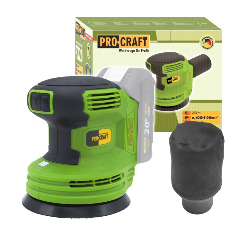 PROCRAFT Aku excentrická brúska 20V PX20