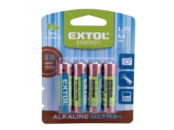 EXTOL Batéria alkalická 4ks, 1,5V, typ AA 42011