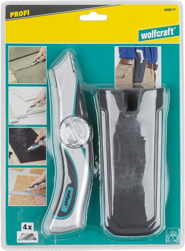 Wolfcraft Nôž PRO s trapézovou čepeľou a púzdrom, wolfcraft 4089000 9